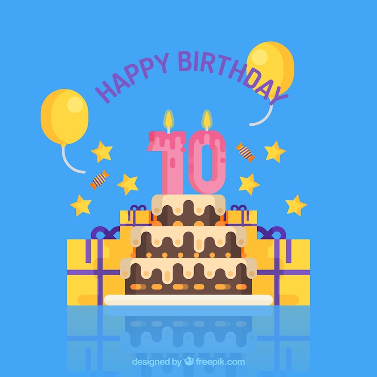 Vector gratuito fondo de tarta de cumpleaños con velas y regalos