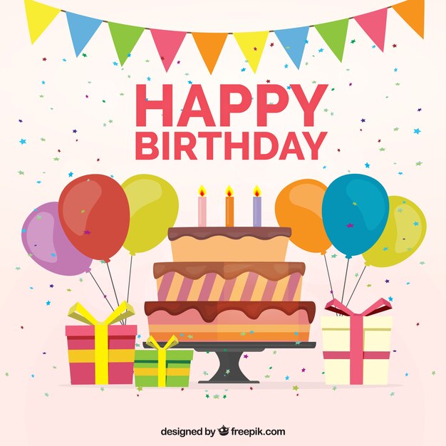 Fondo de tarta con decoración de cumpleaños 