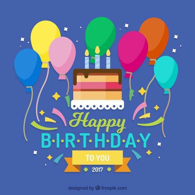 Fondo de tarta con globos en diseño plano 