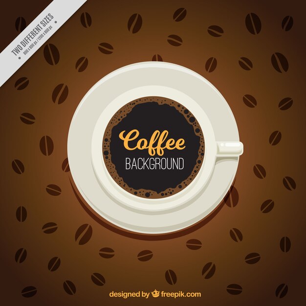 Fondo de taza con granos de café