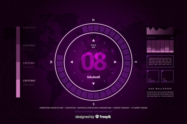 Vector gratuito fondo de tecnología abstracta hud púrpura