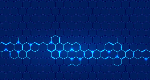 Fondo de tecnología azul con brillante hexagonal