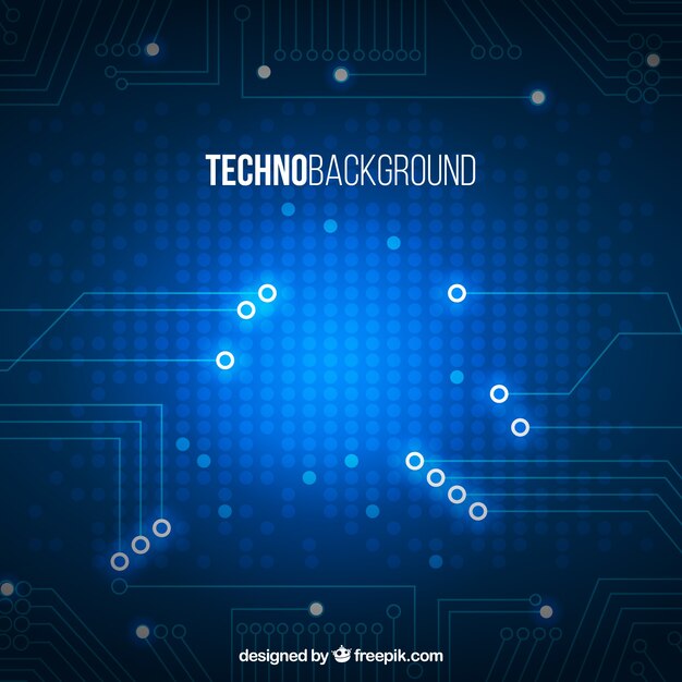 Fondo de tecnología azul con formas brillantes