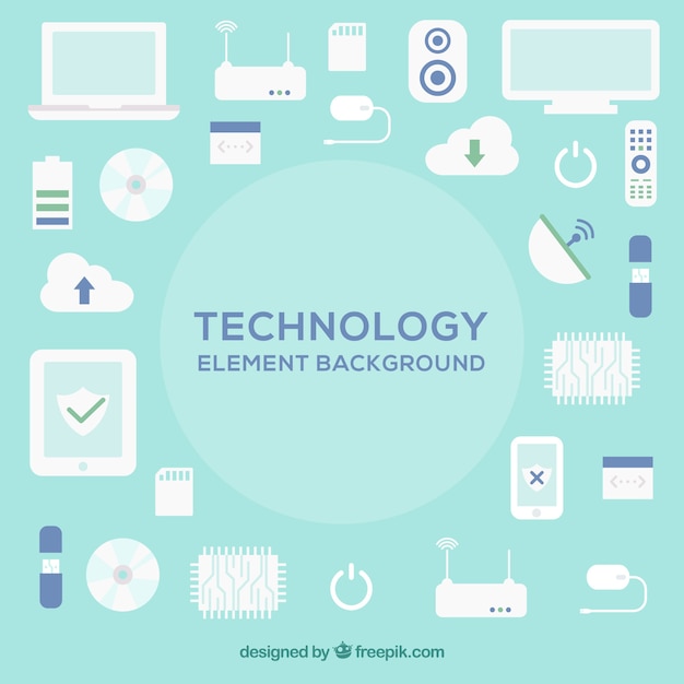 Vector gratuito fondo de tecnología con dispositivos en estilo plano