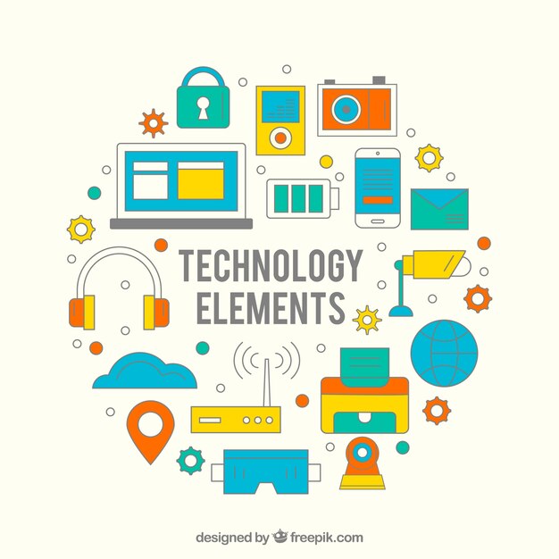Fondo de tecnología con dispositivos en estilo plano