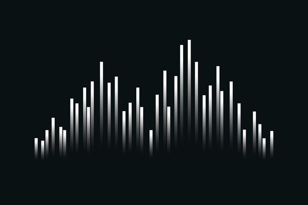 Fondo de tecnología de ecualizador de música negro con onda de sonido digital blanco