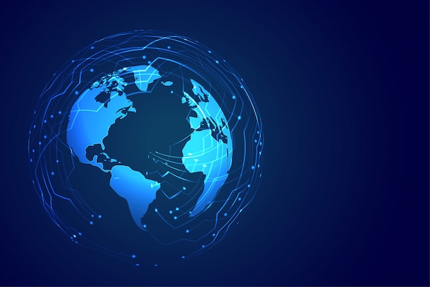 Vector gratuito fondo de tecnología global con diagrama de circuito