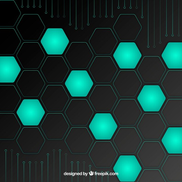 Fondo de tecnología con hexágonos