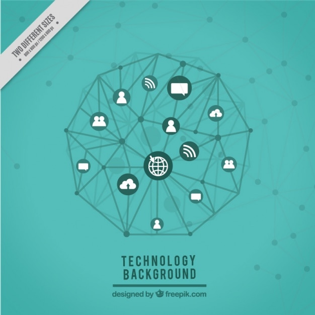 Fondo de tecnología con iconos conectados