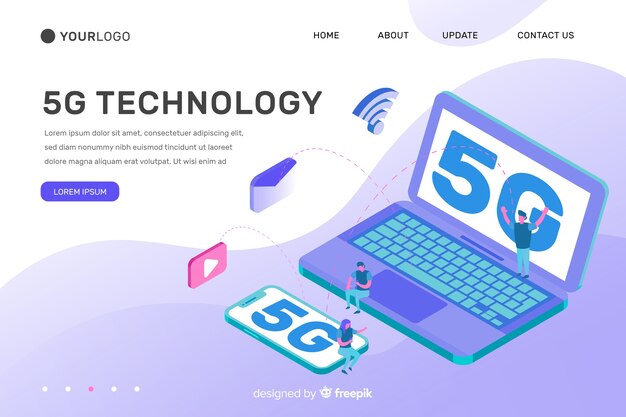 Fondo de tecnología isométrica 5g