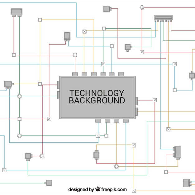 Fondo de tecnología con líneas de colores