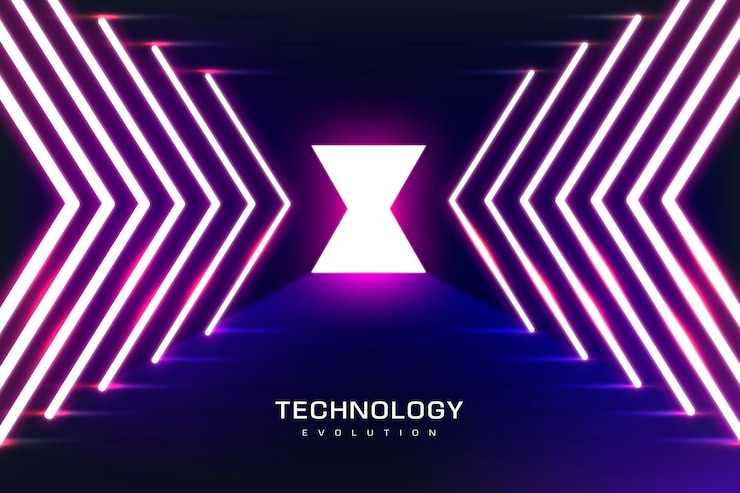 Vector gratuito fondo de tecnología luces de neón
