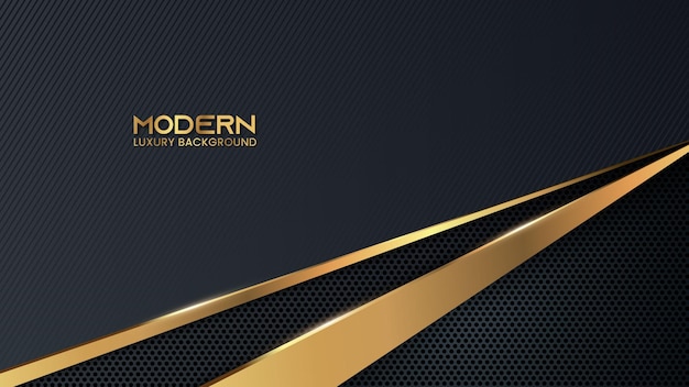 Fondo de tecnología moderna abstracta de lujo con líneas doradas brillantes y patrón de puntos