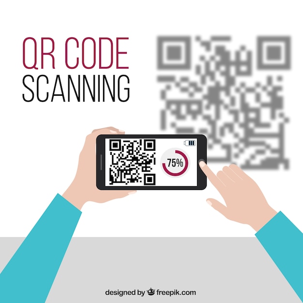 Vector gratuito fondo de tecnología de móvil y código qr