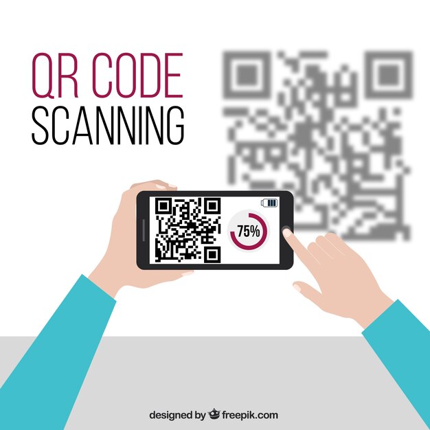 Fondo de tecnología de móvil y código qr