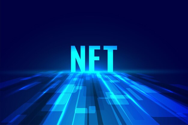 Fondo de tecnología NFT con piso de luces digitales