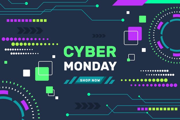 Fondo de tecnología plana cyber monday