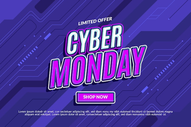 Vector gratuito fondo de tecnología plana cyber monday