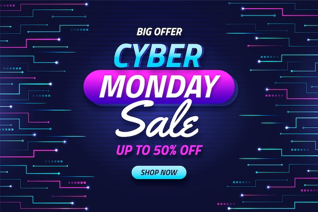 Vector gratuito fondo de tecnología plana cyber monday