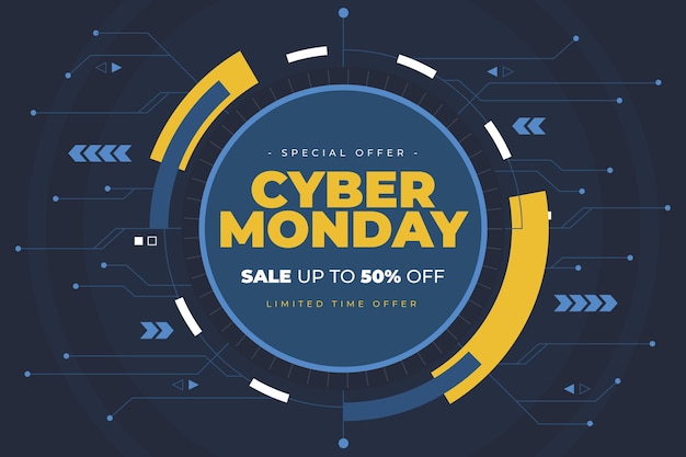 Fondo de tecnología plana cyber monday