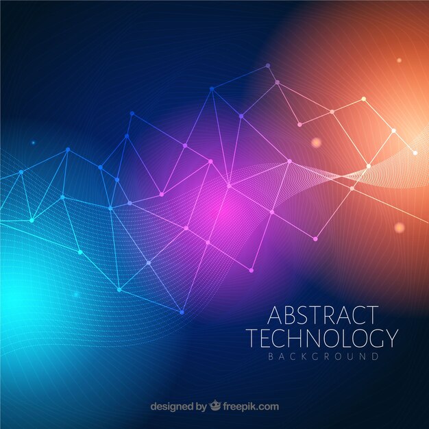 Fondo de tecnología con puntos y líneas