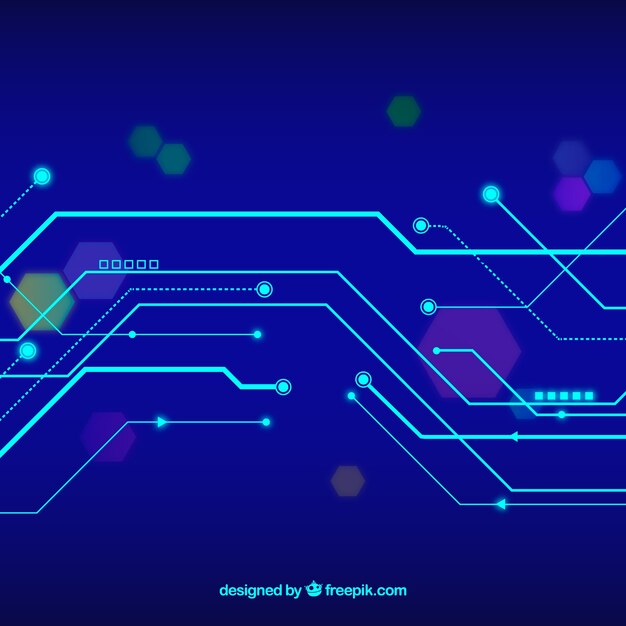 Fondo de tecnología con puntos y líneas