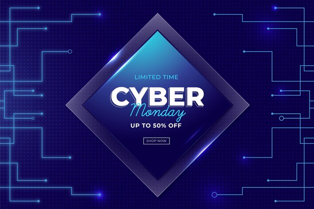 Fondo de tecnología realista cyber monday