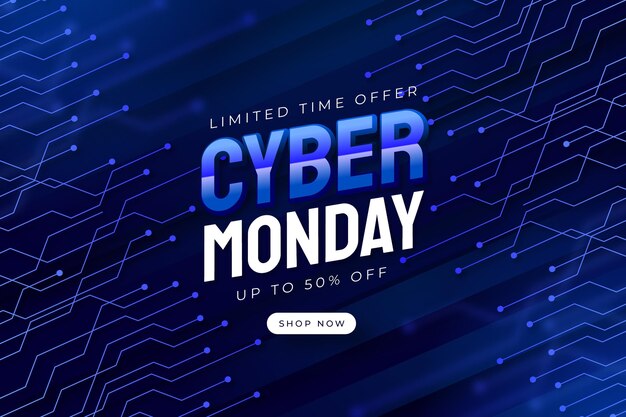 Fondo de tecnología realista cyber monday