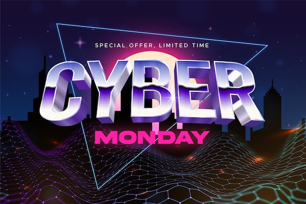 Vector gratuito fondo de tecnología realista cyber monday