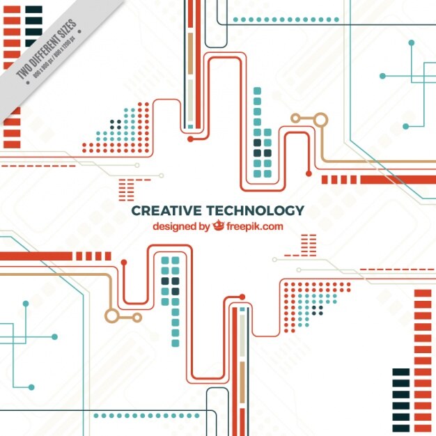 Fondo tecnológico con circuitos rojos y azules