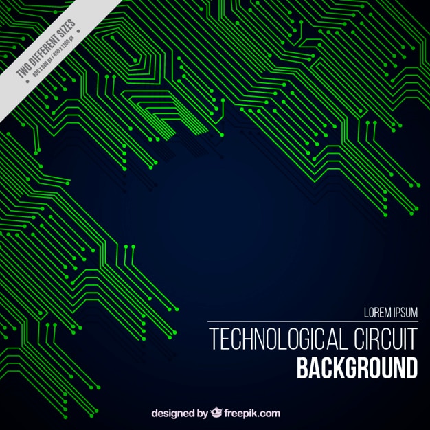 Vector gratuito fondo tecnológico con circuitos verdes