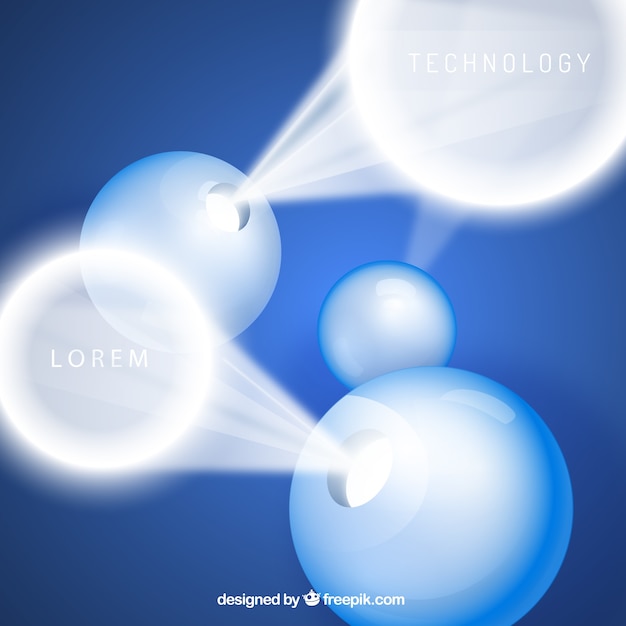 Fondo tecnológico con tres esferas