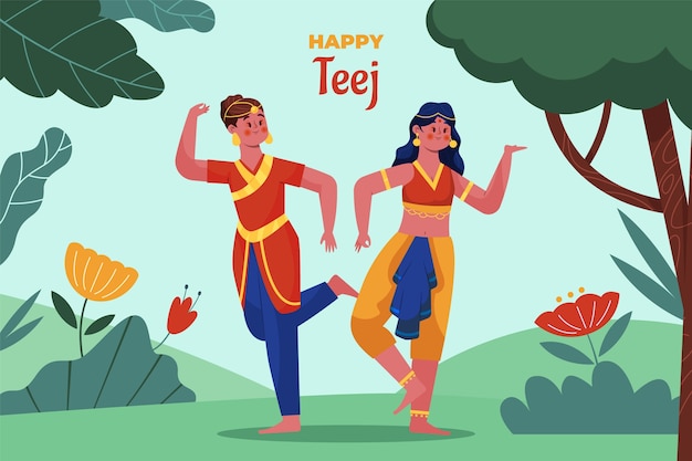 Vector gratuito fondo de teej plano con mujeres bailando