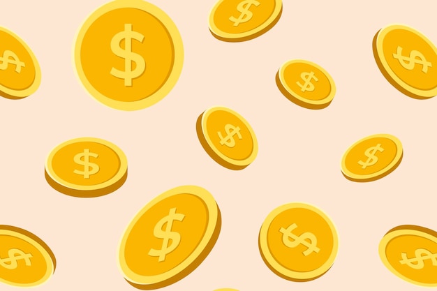 Fondo de teléfono de patrón de moneda de oro / papel tapiz de fondo, ilustración de finanzas de vector de dinero