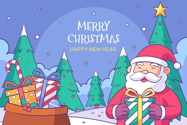 Fondo temporada navidad dibujado a mano