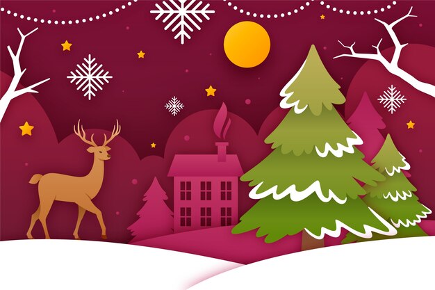 Fondo de temporada de navidad de estilo papel