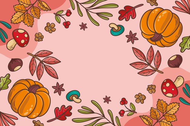 Fondo temporada otoño dibujado a mano