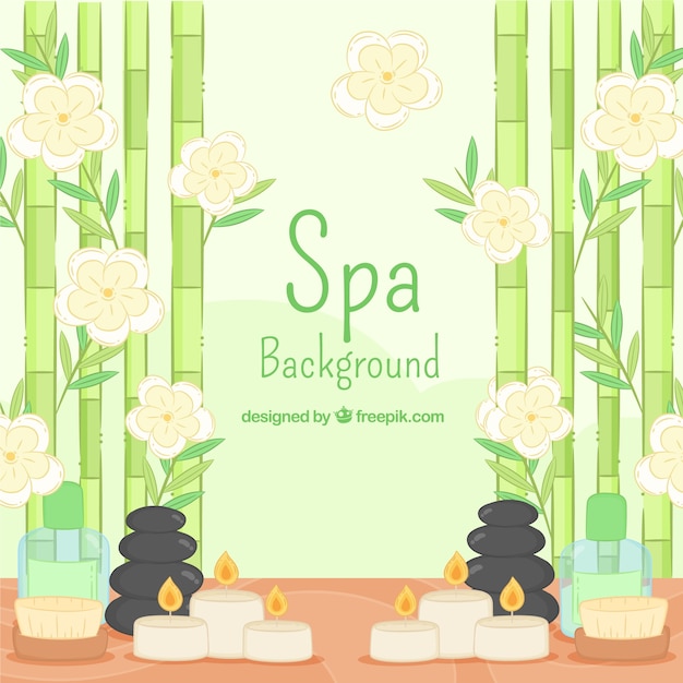 Fondo de terapia de spa con velas en estilo hecho a mano