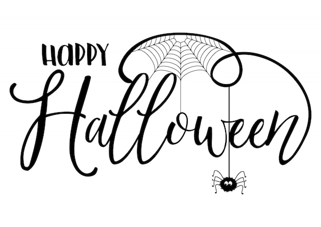 Fondo de texto de Halloween con araña y telaraña