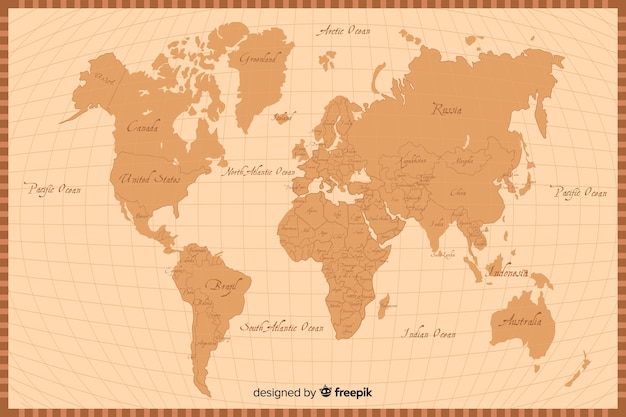 Vector gratuito fondo de textura de mapa mundial de estilo retro