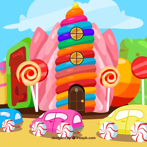 Fondo de tierra de dulces deliciosas en estilo plano