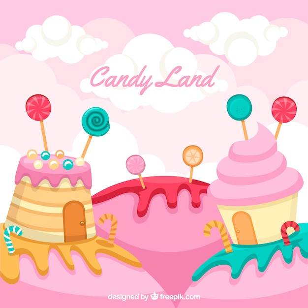 Fondo de tierra de dulces deliciosos en estilo plano