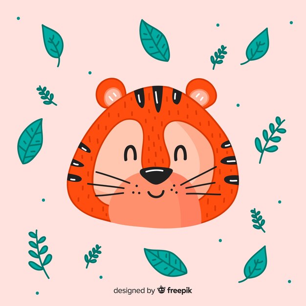 Fondo tigre con hojas