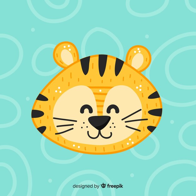 Fondo tigre sonriente dibujado a mano