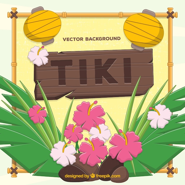 Vector gratuito fondo tiki tropical con flores