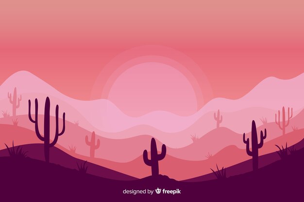 Fondo de tonos rosa con siluetas de cactus