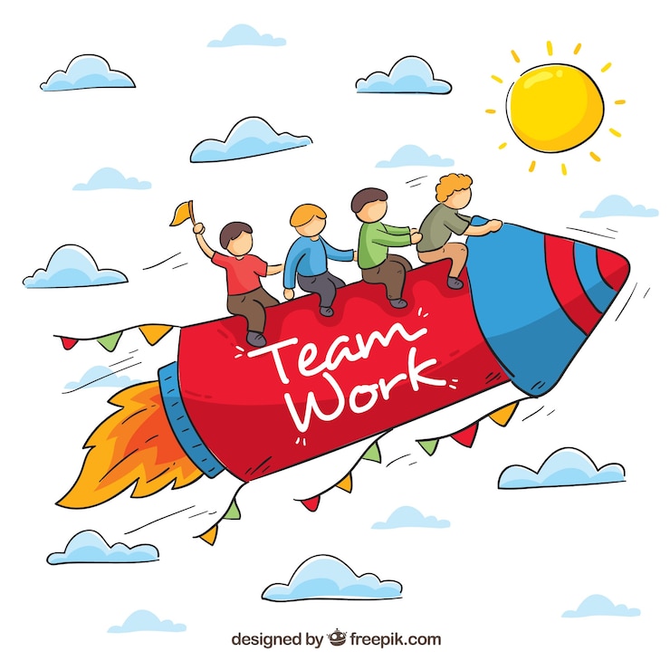Vector gratuito fondo de trabajo en equipo en estilo hecho a mano