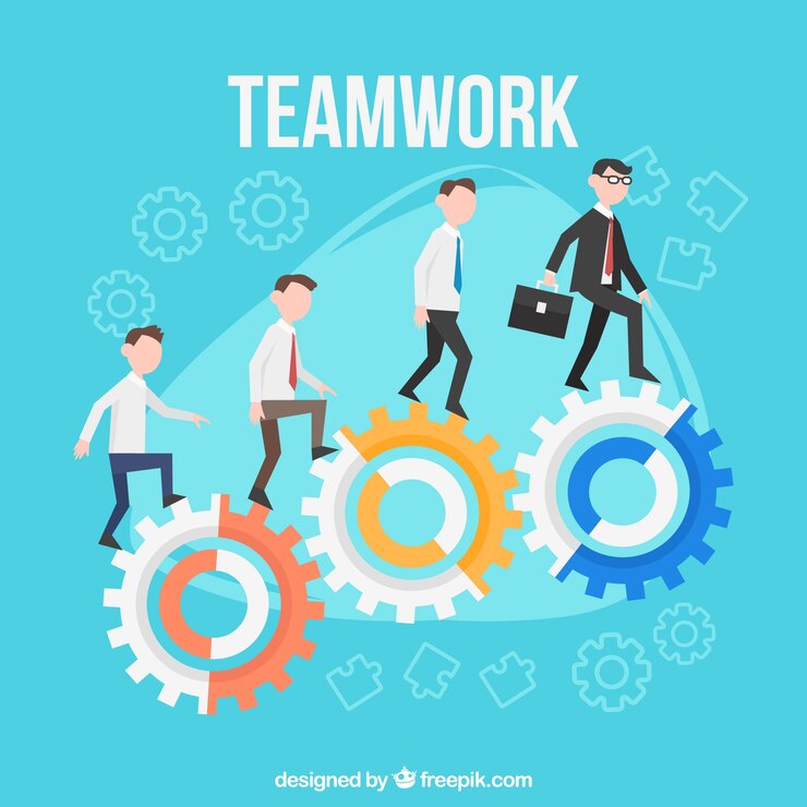Vector gratuito fondo de trabajo en equipo en estilo plano
