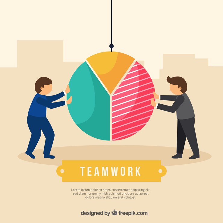 Vector gratuito fondo de trabajo en equipo en estilo plano