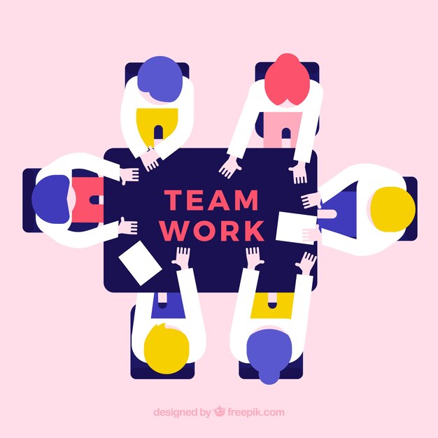 Fondo de trabajo en equipo en estilo plano